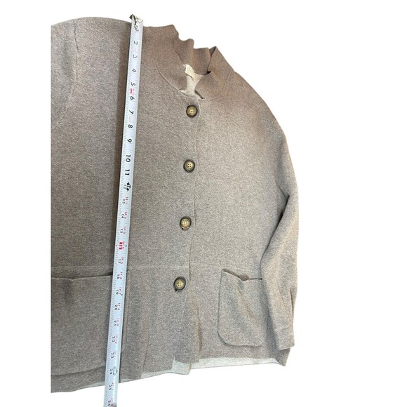 Poetry Cardigan Women’s 14 L Tan Gray Button Front Pocket Sweater Neutral Earthy - Picture 5 of 12